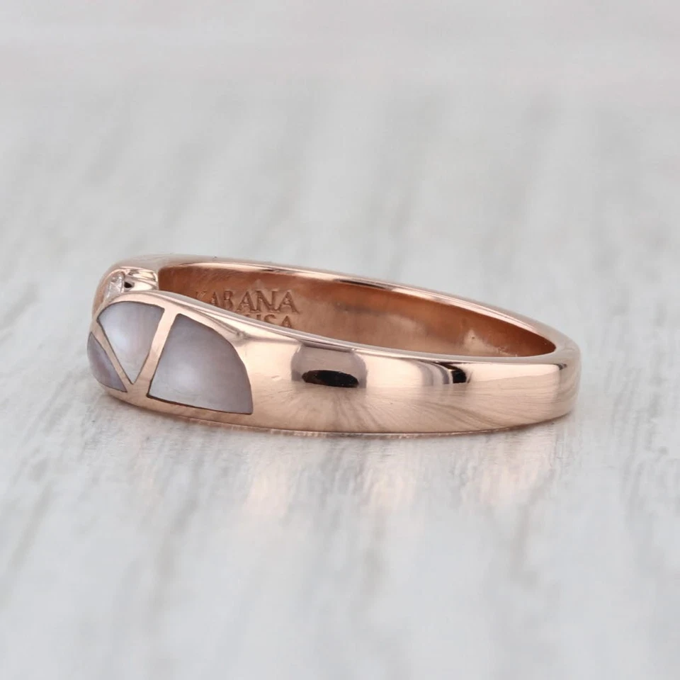 Anillo Kabana Diamante Madreperla Oro Rosa 14k Talla 7 Banda Apilable Foto 3 de 4