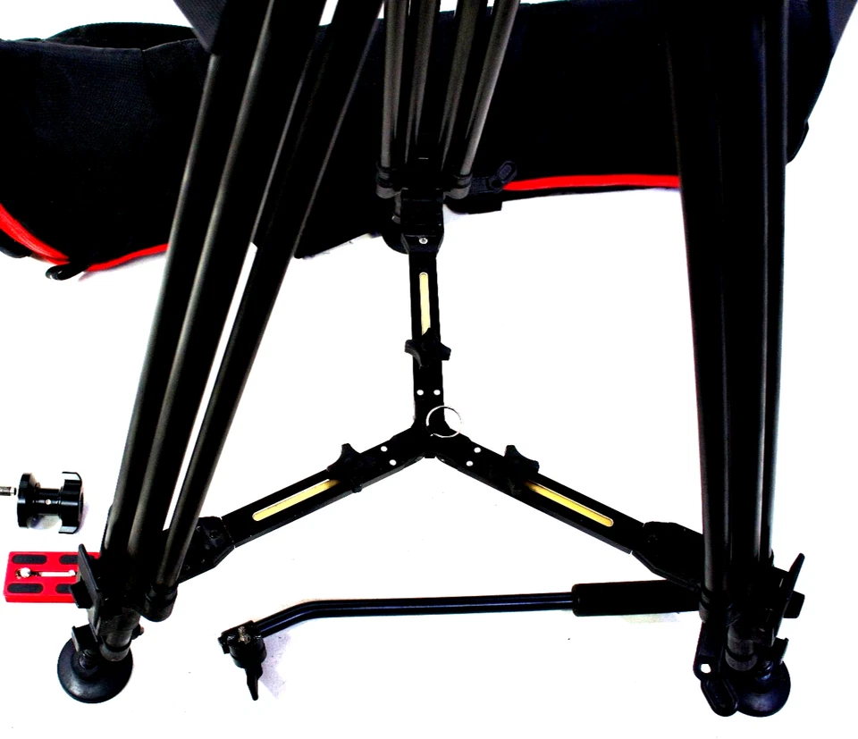 SISTEMA DE TRÍPODE DE FIBRA DE CARBONO CARTONI MIDSPR JUEGO DE TRES PIES TRBAG REPARADO 99Lbs Foto 3 de 4