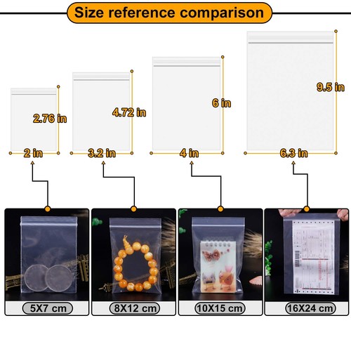 400PCS Thick Poly Bags,Clear Durable Food Grade Safe PE Plastic Bags for Dry ... - Picture 3 of 7