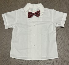 White Vintage JCPenney Toddler ToddleTime Boys Button Shirt Size 3T Bow Tie NEW