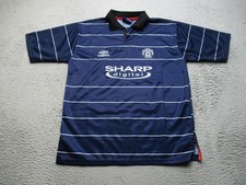 Vintage Manchester United Shirt Mens XL Blue EPL Soccer Umbro Sharp Digital 90s