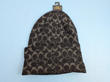 Coach Signature Knit Black Beanie NWT
