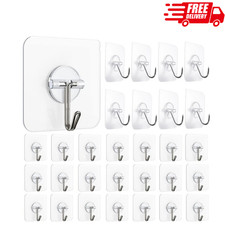 20 PCS Stainless Steel Adhesive Sticky Hooks Heavy Duty Wall Hook Hangers lot