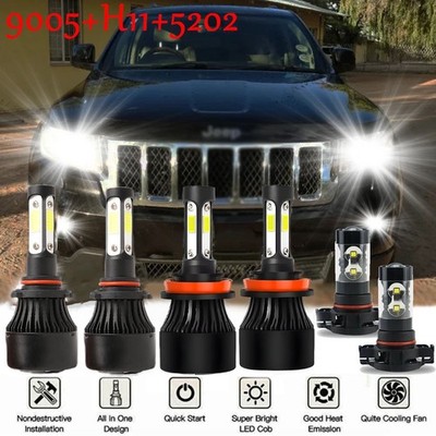 Combo LED Headlight+Fog Lights Bulbs Kits For Jeep Grand Cherokee 2013-2012-2011