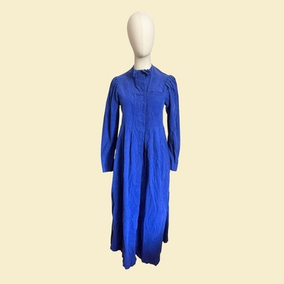 Laura Ashley Vintage Corduroy Midi Dress US 8 Blue Puff Sleeve Cottage |  eBay
