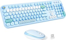 New MOFII Wireless Full Sized Keyboard and Mouse Combo - Lovely Blue-colorful