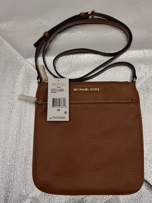 AUTHENTIC Michael Kors Riley Small Pebbled Leather Crossbody Bag in Brown
