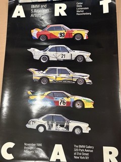 1986 BMWGALLERY Car Art Dealership Poster 24" x 35.5" Warhol Lichtenstein CALDER