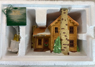 Dept 56 New England Village Timber Knoll Log Cabin Lighted Ceramic Building Box