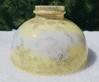 Antique Hurricane Glass Lamp Shade Gold  Speckle With Yellow/White Milk Glass