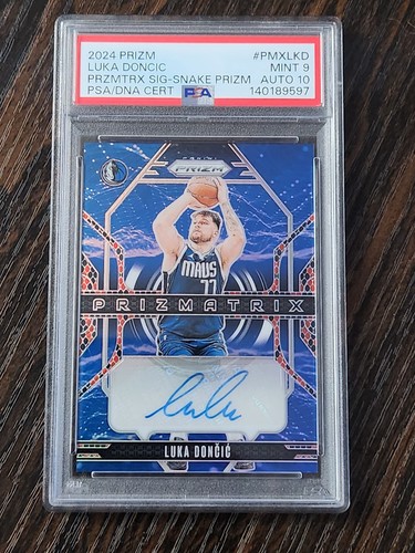 2024 Panini Prizm Luka Doncic Prizmatrix Signatures Snake Prizm /15 PSA 9/10