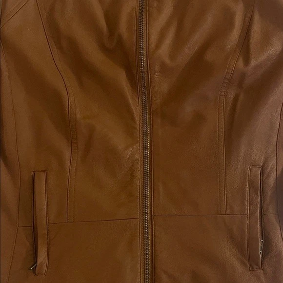 Kut from the Kloth Faux Leather Brown Jacket Size Medium Style# KJ24002 - Image 4 of 4