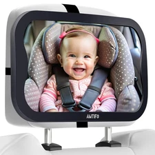 AMTIFO Shatterproof Baby Car Mirror - 360° Adjustable Rearview Mirror for Rear