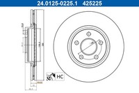 2X Ate Bremsscheibe 24.0125-0225.1 FüR Ford Transit Connect V408 Tourneo Ecoblue
