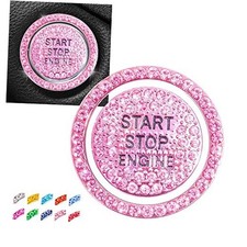 Engine Start Stop Button Bling Ring Cover,Key Ignition Starter Ring Cover Pink
