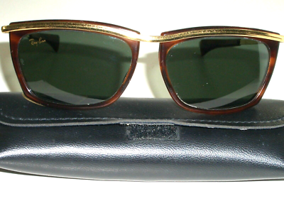 VINTAGE B&L RAY-BAN L1005 GOLD/TORT BLEND G15 RECTANGULAR OLYMPIAN