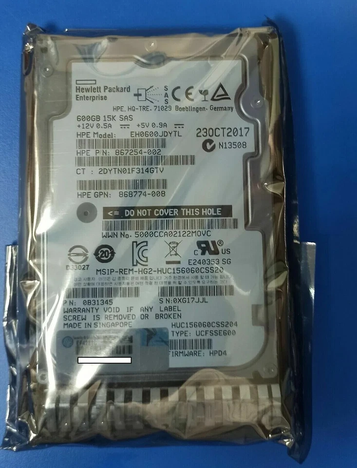 New HP 870757-B21 870794-001 2.5" 600GB 12Gb/s SAS 15K SFF SC HDD Hard Drive - Image 4 of 4