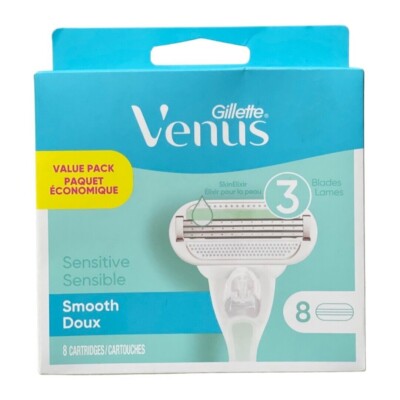 Venus Gillette Smooth Sensitive Womens Razor Blades Refill, 8 Ct