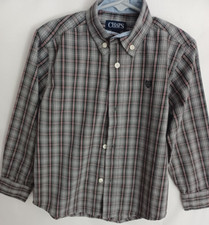 CHAPS Boys SZ6 Stretch Grey/Black/Red Check Button-Down Dress Shirt  Was $29.50