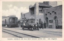 Ajo Arizona Tucson Cornelia Gila Bend Railway Motor Car Postcard Copy