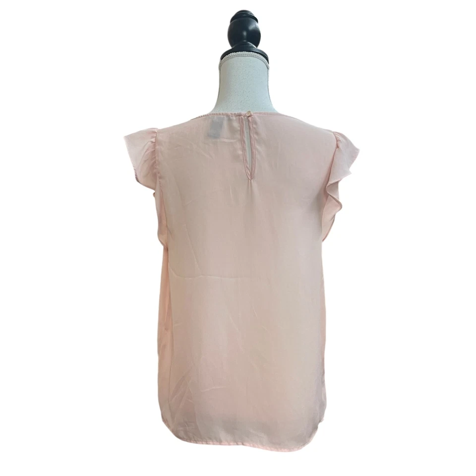 Blusa Top Forever 21 Mujer Rosa Claro Mediana Manga Volantes Cerradura Trasera Foto 3 de 4