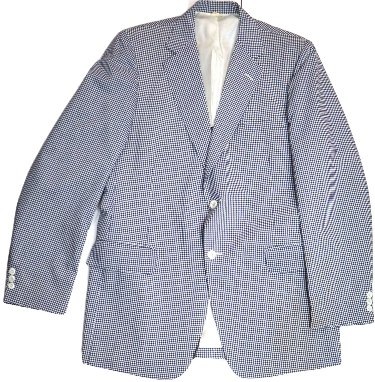 MEN'S BLUE PLAID BLAZER JACKET BROOKSHIRE LTD SIZ… Gem