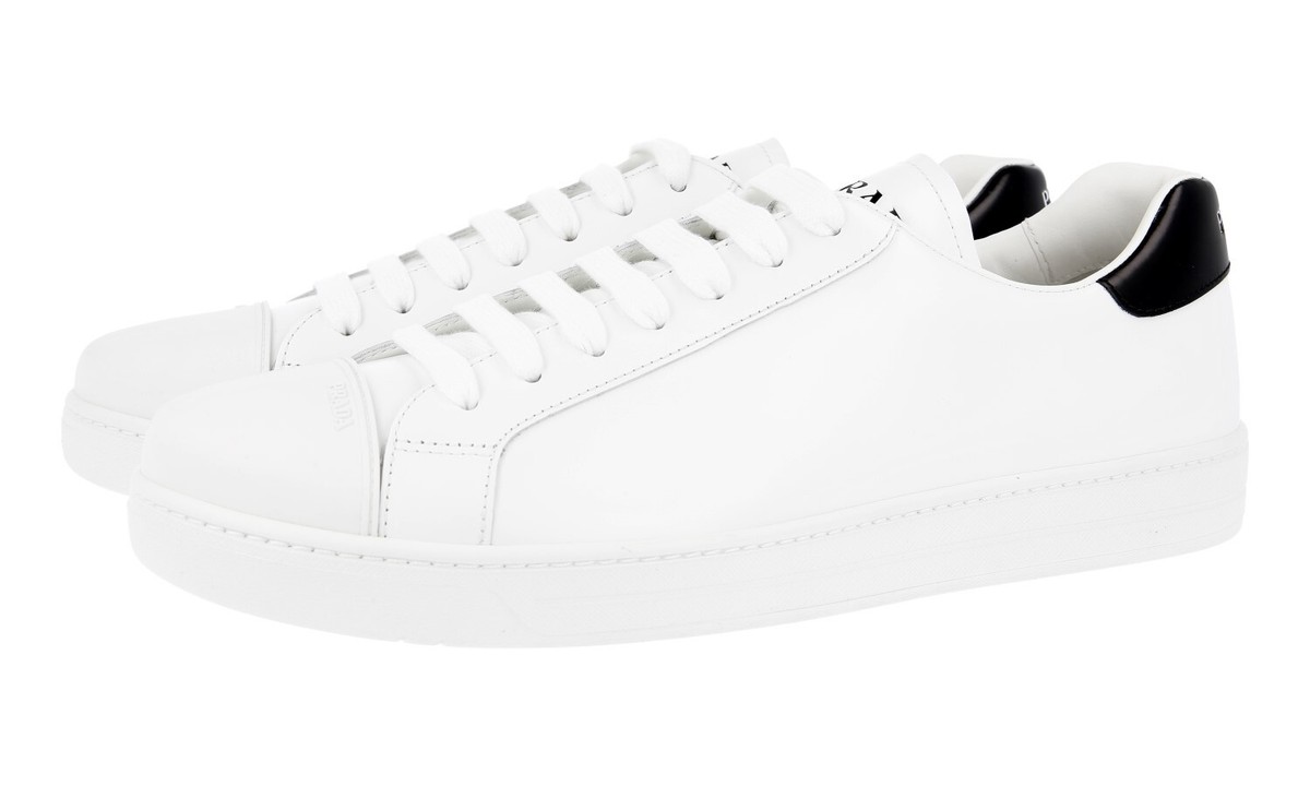 PRADA RUBBER CAP SNEAKERS SHOES 4E3539 WHITE LEATHER NEW US  display picture 2