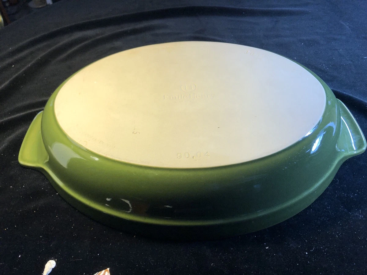 Emile Henry Vintage Green Oval Casserole Baking Dish #305 inside 11x9x2  France