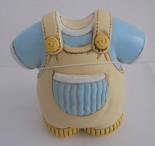 SALVADANAIO IN TERRACOTTA VESTITINO CELESTE CON TAPPO