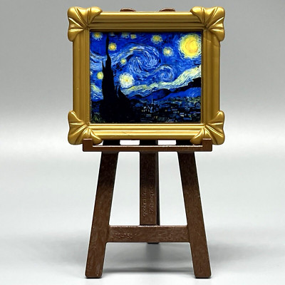 Playmobil Starry Night Painting Vincent Van Gogh Gold Frame Brown Easel Custom