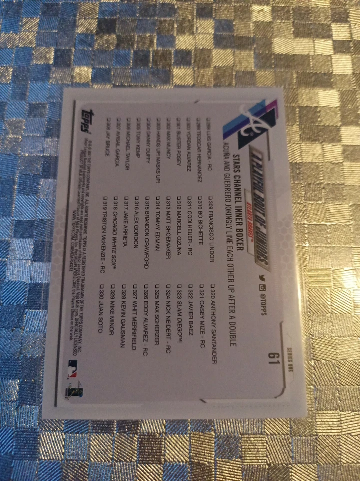 ACUNA & GUERRERO 21 TOPPS Gold Star STARS CHANNEL INNER BOXER VARIANT #61 - Image 2 of 2