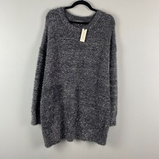 Anthropologie Eyelash Knit Mini Dress Size Small Gray Silver Long Sleeve