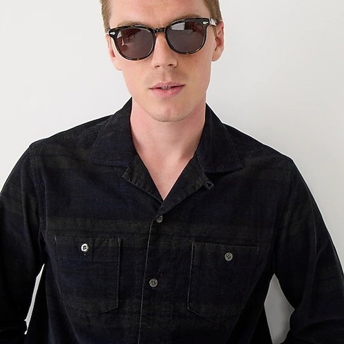 NWT J Crew Men's M Cotton Corduroy Camp Collar Work Shirt Blackwatch