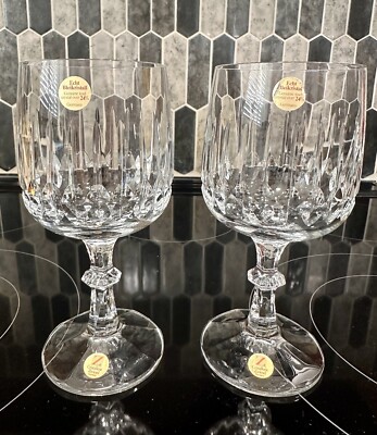 Schott Zwiesel TANGO 6 3/4'' Crystal 2pc Water Goblet Vertical Cuts Knob Stem EXC