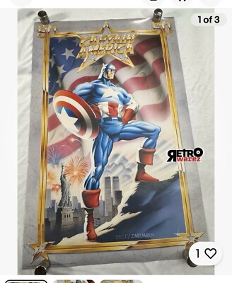 Captain America 50th Anniversary Poster 1990 By Mike Zeck NEW