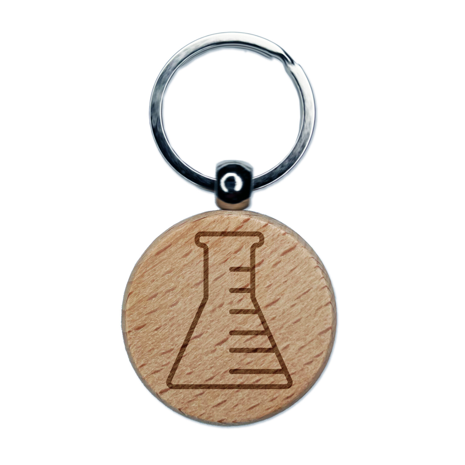 Science Chemistry Beaker Flask Engraved Wooden Keychain Charm  