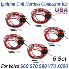 For Volvo 5x Ignition Coil Connector Plug w/ Wiring Harness S60 S70 S80 V70 XC90