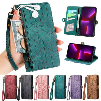 Zip Leather Wallet Phone Case For OPPO Reno 14F 13F Realme 15 14 13 12 C75 P3