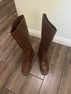 Seychelles Knee High Cognac Chunky Sole Riding Boots Women's