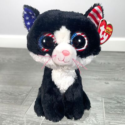 Ty Beanie Boos Freedom Cat Solid American Flag Eyes Cracker Barrel  Exclusive NEW