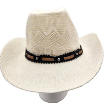 Cowgirl Hat Lightweight White Woven Western Costume Party Fancy Dress