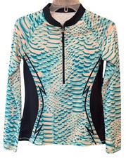 Loco Skaile Sz S Teal Black Sun Fabric Diving Snorkeling Fishing RashGuard Top