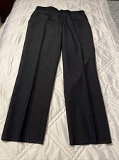 Edwards Signature Poly Wool Woven Unhemmed Flat Front Pants Black Size 4 NWT