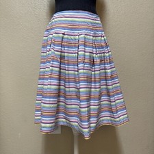 Talbots Stretch Cotton A Line Skirt Size 8 Striped Colorful Preppy Spring Summer