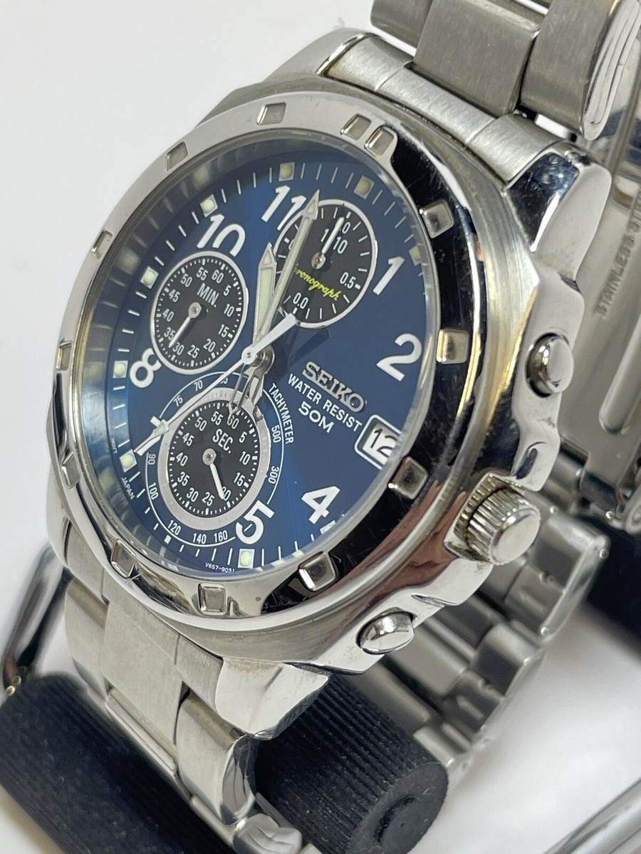 Seiko Chronograph 50M Quartz Watch Ref. V657-9010 New Battery