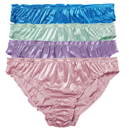 4er Pack Damen Satin Höschen Rüschen Bikini Rüschen Slips Hipster süße Unterwäsche - Bild 7 von 8