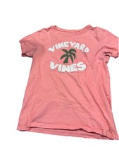 Vineyard Vines Girls Medium 10-12 Pink Palm Tree Graphic T-Shirt Short Sleeve