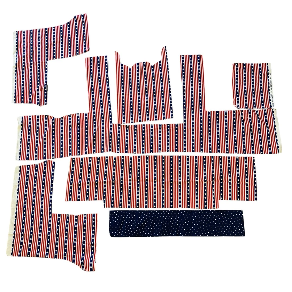 VINTAGE 1991 FABRIC TRADITIONS 4th of July Scraps American Flag Stars Stripes - Image 3 of 4
