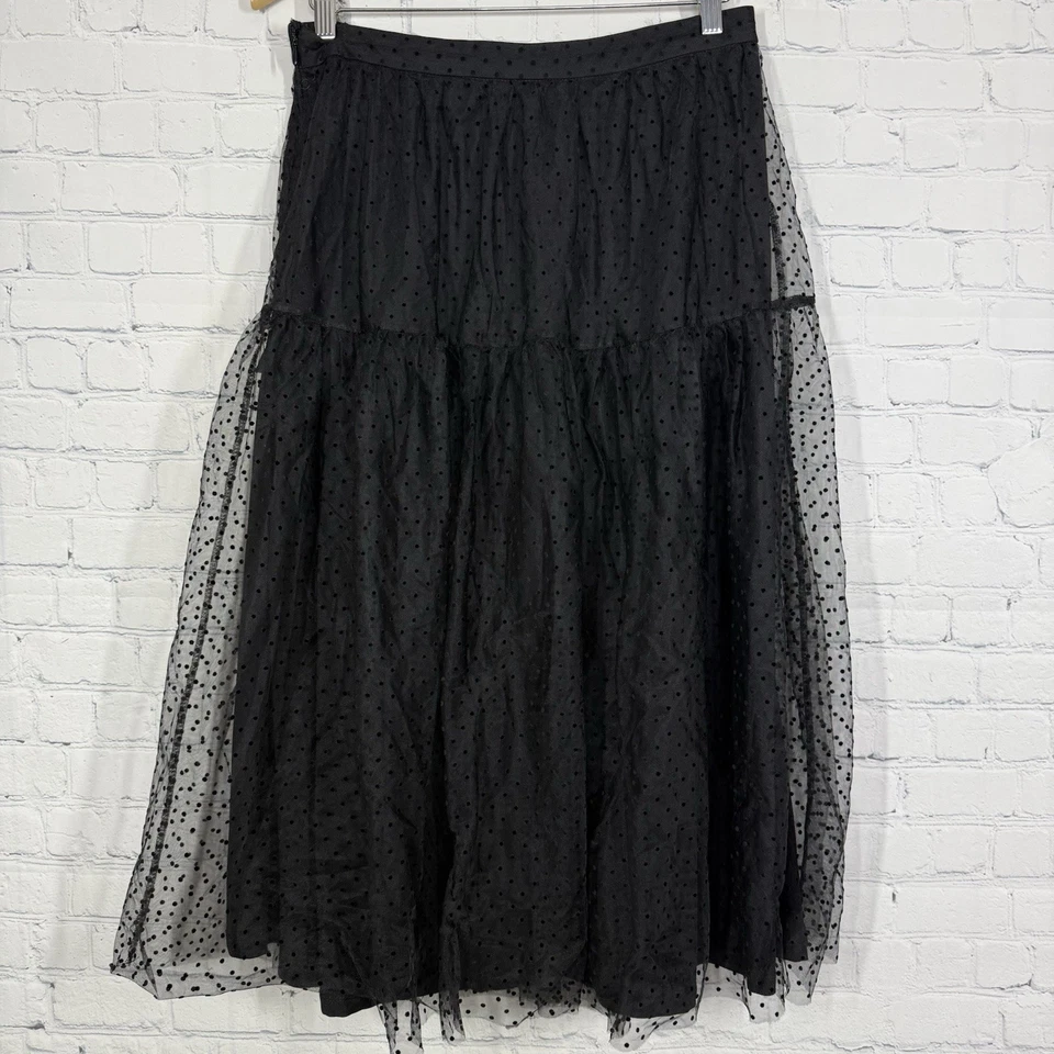 H&M Midi Skirt Women Size 10 Polka Dot Layered Tulle Goth Romantic Feminine - Image 2 of 4