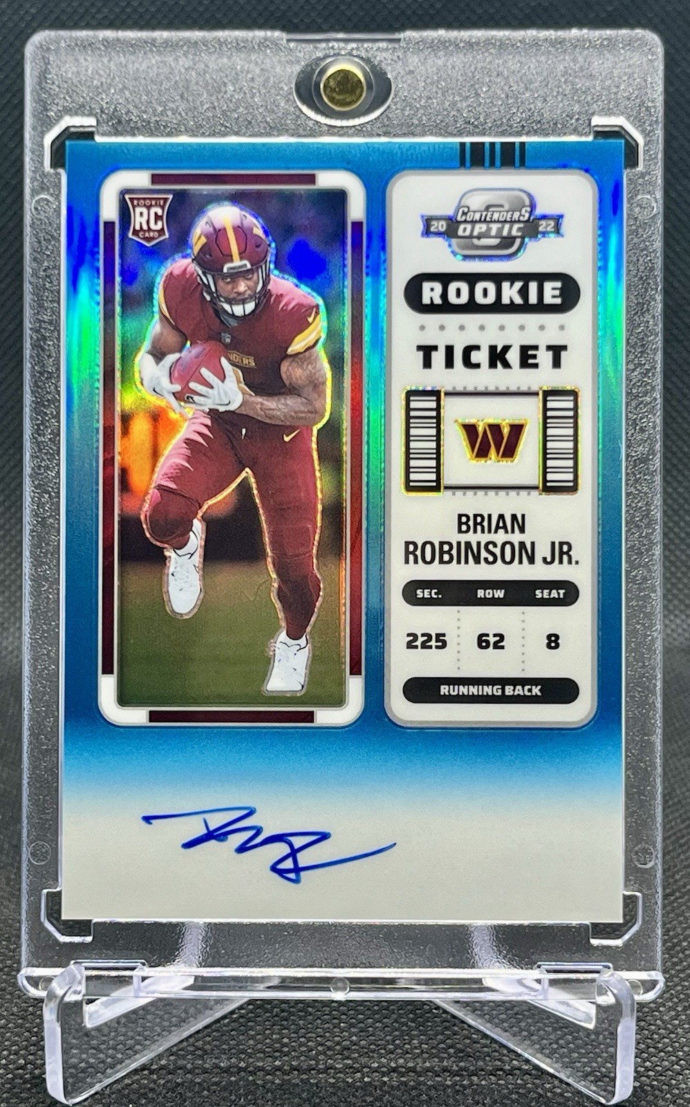 2022 Contenders Optic Brian Robinson Jr. Rookie Ticket Auto Aqua /99 #106
